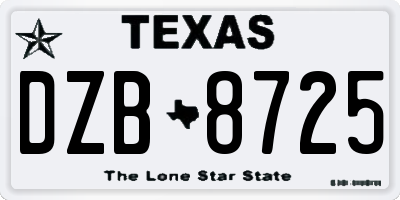 TX license plate DZB8725
