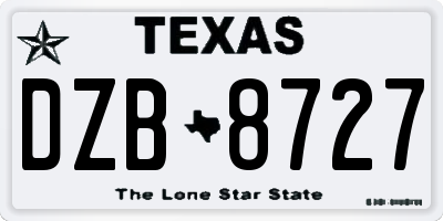 TX license plate DZB8727