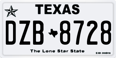 TX license plate DZB8728