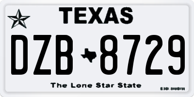 TX license plate DZB8729