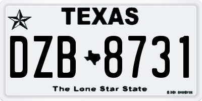 TX license plate DZB8731