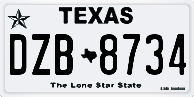 TX license plate DZB8734
