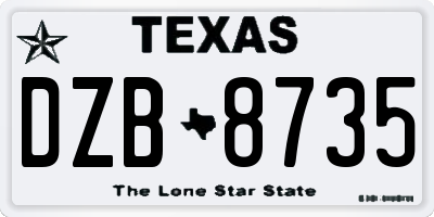 TX license plate DZB8735