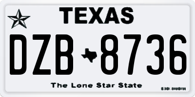 TX license plate DZB8736