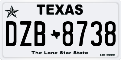 TX license plate DZB8738
