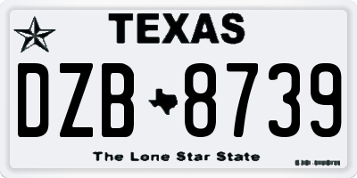 TX license plate DZB8739