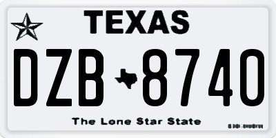 TX license plate DZB8740