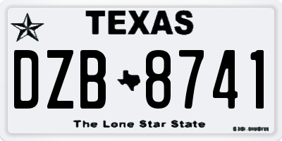 TX license plate DZB8741
