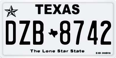 TX license plate DZB8742