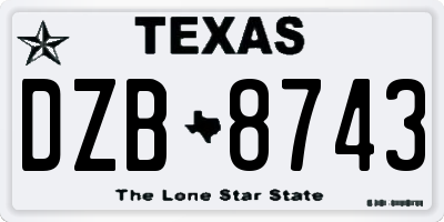 TX license plate DZB8743