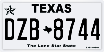 TX license plate DZB8744