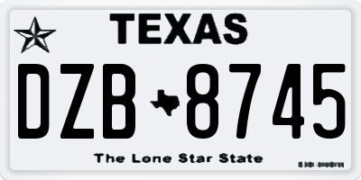TX license plate DZB8745