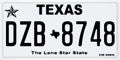 TX license plate DZB8748