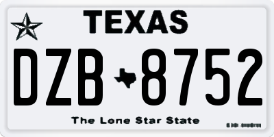 TX license plate DZB8752