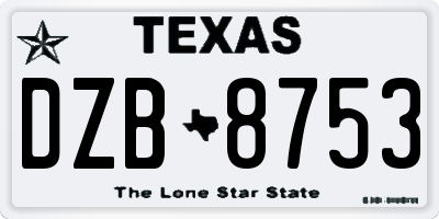 TX license plate DZB8753