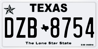 TX license plate DZB8754