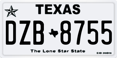 TX license plate DZB8755