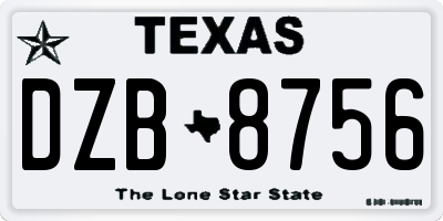 TX license plate DZB8756