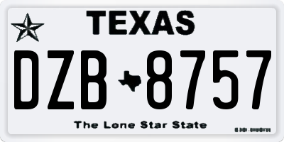 TX license plate DZB8757