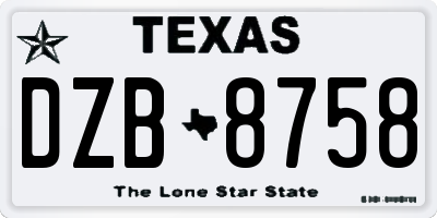 TX license plate DZB8758