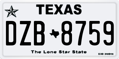 TX license plate DZB8759