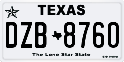 TX license plate DZB8760