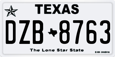 TX license plate DZB8763