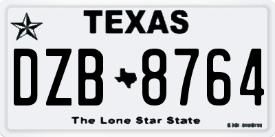 TX license plate DZB8764