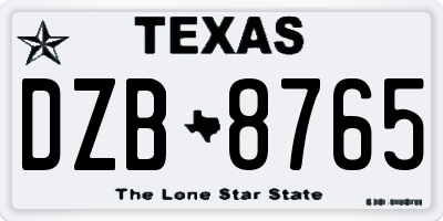 TX license plate DZB8765