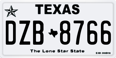 TX license plate DZB8766