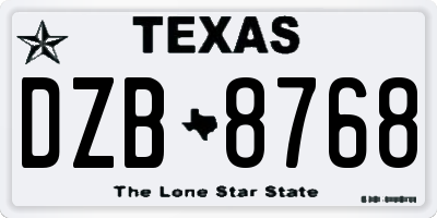 TX license plate DZB8768