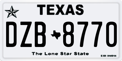 TX license plate DZB8770