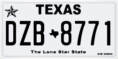 TX license plate DZB8771