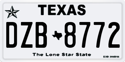 TX license plate DZB8772