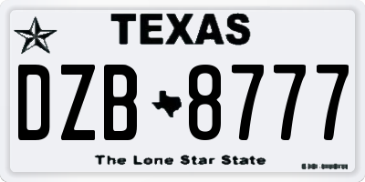 TX license plate DZB8777