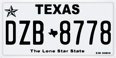 TX license plate DZB8778