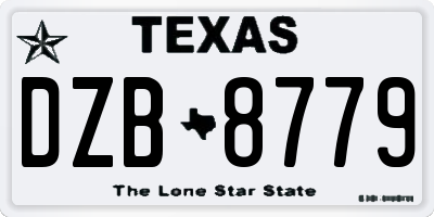 TX license plate DZB8779
