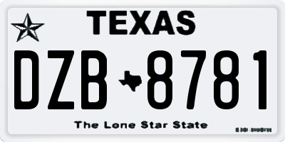 TX license plate DZB8781