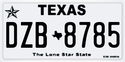 TX license plate DZB8785