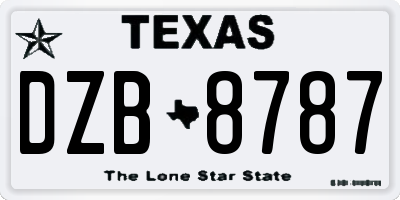 TX license plate DZB8787
