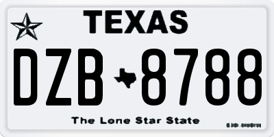 TX license plate DZB8788