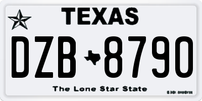 TX license plate DZB8790