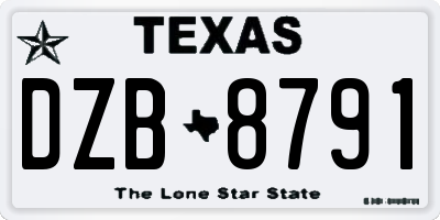 TX license plate DZB8791