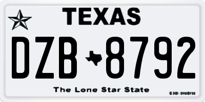TX license plate DZB8792