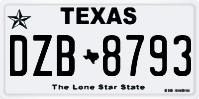 TX license plate DZB8793