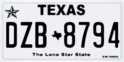 TX license plate DZB8794