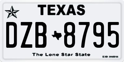 TX license plate DZB8795