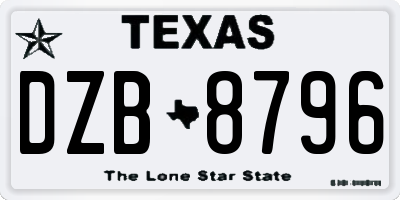 TX license plate DZB8796