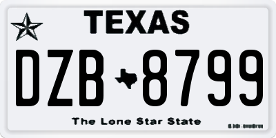 TX license plate DZB8799