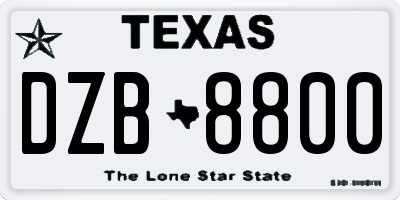 TX license plate DZB8800